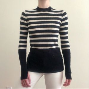 Everlane The Breton Ribbed Sweater Navy White Stripe Cotton